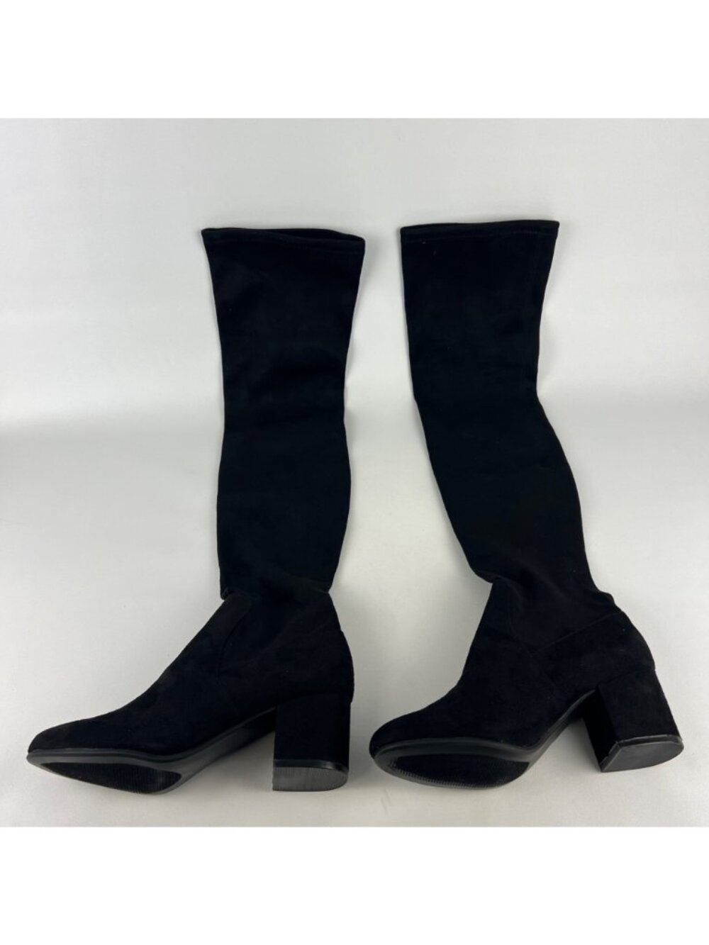 Steve Madden Womens Isaac Black Faux Suede Over the Knee Boots Block Heel size 6 - Picture 9 of 13
